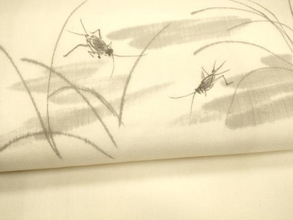 平和屋着物＊夏物 絹芭蕉 九寸名古屋帯 作家物 手描き 夏虫草葉文 正絹 逸品 DABA0047cm