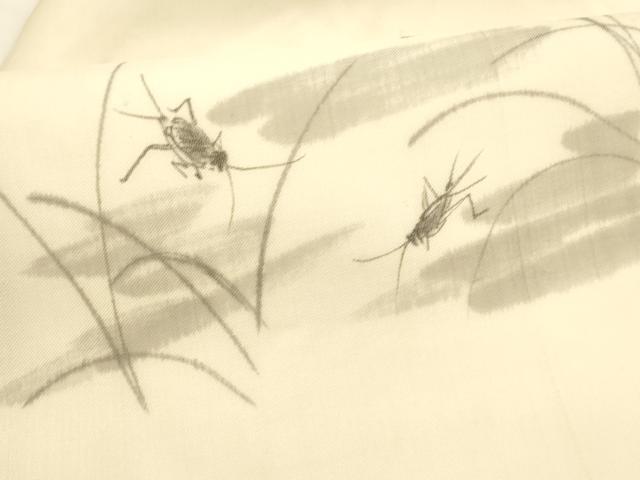 平和屋着物＊夏物 絹芭蕉 九寸名古屋帯 作家物 手描き 夏虫草葉文 正絹 逸品 DABA0047cm