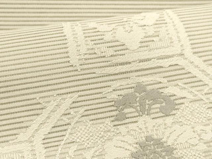平和屋着物＊夏物 絽綴れ 八寸名古屋帯 総刺繍 蜀江花文 絹鼠色 正絹 逸品 DABA0048cm