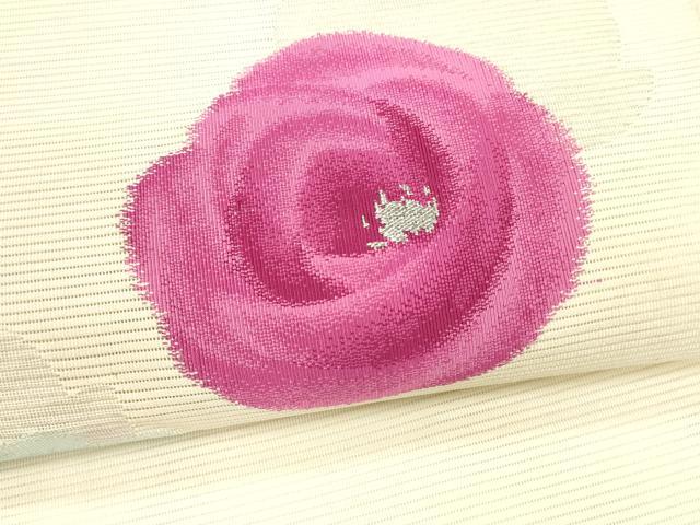 平和屋着物＊夏物 京の名門 じゅらく謹製 絽綴れ 八寸名古屋帯 薔薇 バラ 銀糸 正絹 逸品 DABA0049cm