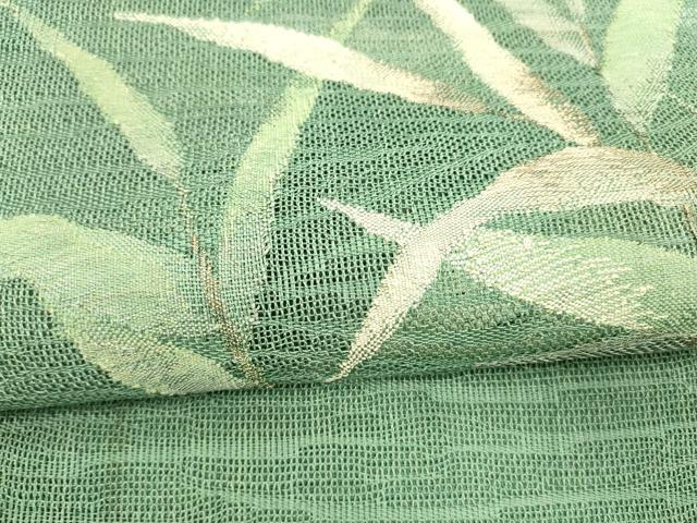 平和屋着物＊夏物 八寸名古屋帯 草葉文 銀糸 正絹 逸品 DABA0051cm