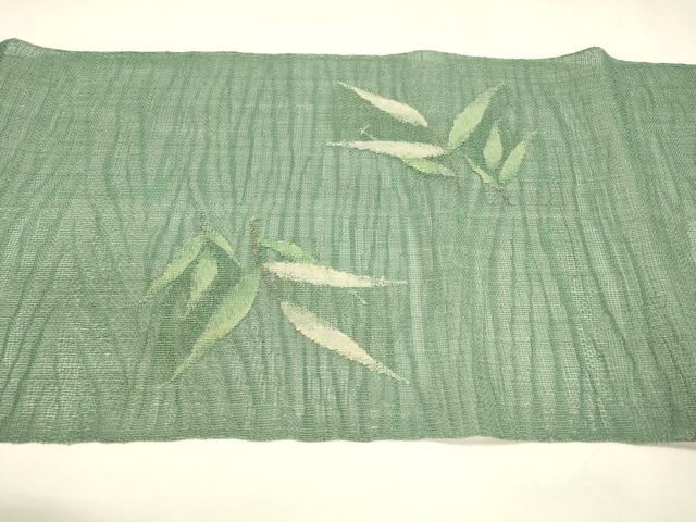 平和屋着物＊夏物 八寸名古屋帯 草葉文 銀糸 正絹 逸品 DABA0051cm