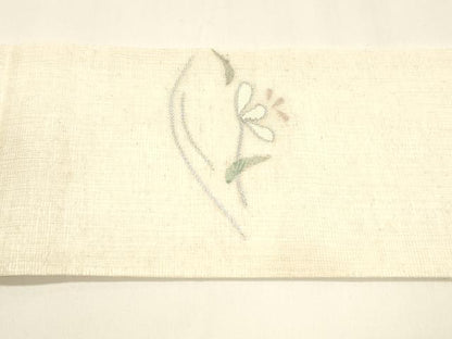 平和屋着物＊夏物 九寸名古屋帯 枝花文 銀糸 正絹 逸品 DABA0052cm