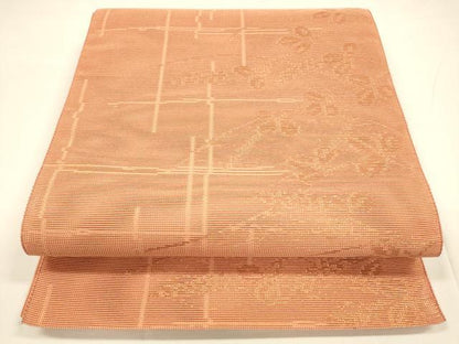 平和屋着物＊夏物　八寸名古屋帯　草葉文　金糸　DABA0053cm
