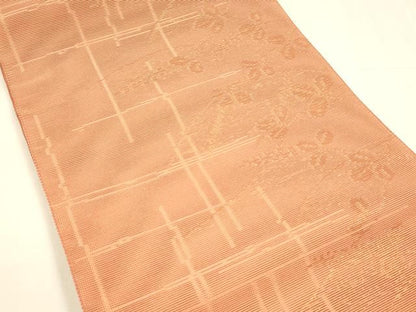 平和屋着物＊夏物　八寸名古屋帯　草葉文　金糸　DABA0053cm