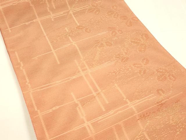 平和屋着物＊夏物　八寸名古屋帯　草葉文　金糸　DABA0053cm