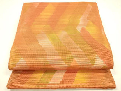 平和屋着物＊夏物 六通柄袋帯 抽象文様 銀糸 正絹 逸品 DABA0055cm