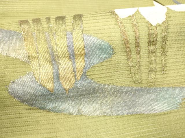 平和屋着物＊夏物 九寸名古屋帯 流水杜若 金銀糸 正絹 逸品 DABA0056cm