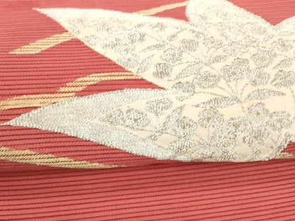 平和屋着物＊夏物 西陣の名門織元 いづくら謹製 絽綴れ 八寸名古屋帯 草花文 金銀糸 正絹 逸品 DABA0059cm