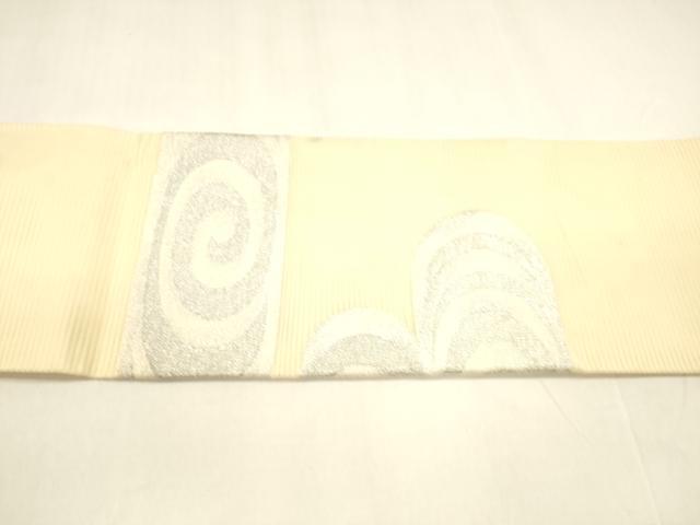 平和屋着物＊夏物 九寸名古屋帯 流水文 銀糸 正絹 逸品 DABA0061cm