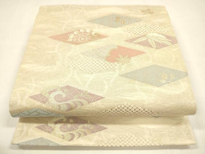 平和屋着物＊夏物 六通柄袋帯 みずおと 金糸 正絹 逸品 DABA0063cm