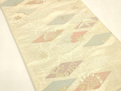 平和屋着物＊夏物 六通柄袋帯 みずおと 金糸 正絹 逸品 DABA0063cm