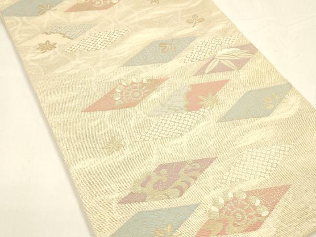 平和屋着物＊夏物 六通柄袋帯 みずおと 金糸 正絹 逸品 DABA0063cm
