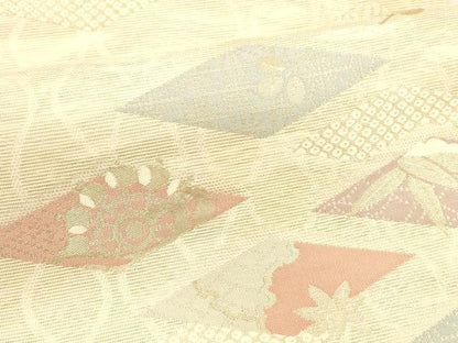 平和屋着物＊夏物 六通柄袋帯 みずおと 金糸 正絹 逸品 DABA0063cm