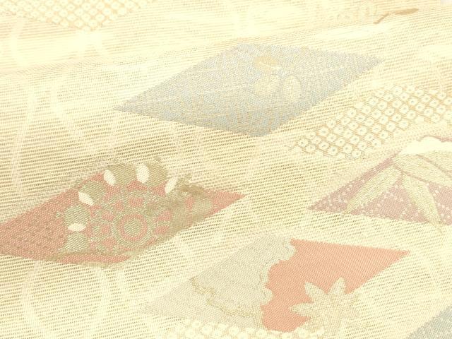 平和屋着物＊夏物 六通柄袋帯 みずおと 金糸 正絹 逸品 DABA0063cm