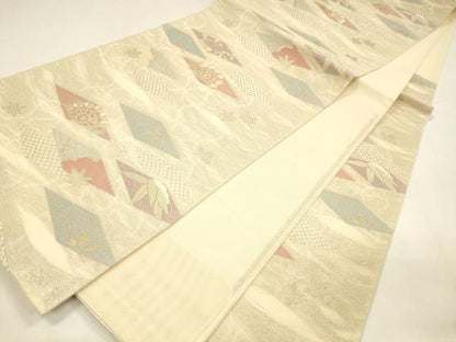 平和屋着物＊夏物 六通柄袋帯 みずおと 金糸 正絹 逸品 DABA0063cm