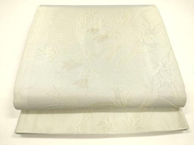 平和屋着物＊夏物 六通柄袋帯 草花文 金糸 正絹 逸品 DABA0065cm