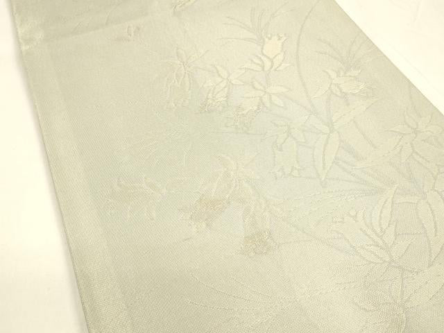 平和屋着物＊夏物 六通柄袋帯 草花文 金糸 正絹 逸品 DABA0065cm