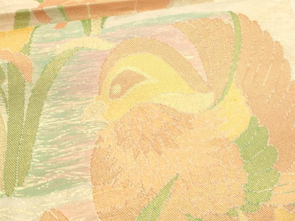 平和屋着物＊夏物 六通柄 本袋帯 鴛鴦籬杜若 金糸 正絹 逸品 DABA0066cm
