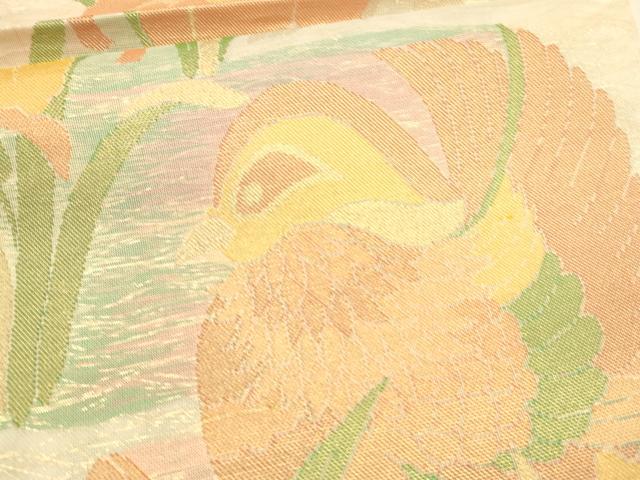 平和屋着物＊夏物 六通柄 本袋帯 鴛鴦籬杜若 金糸 正絹 逸品 DABA0066cm