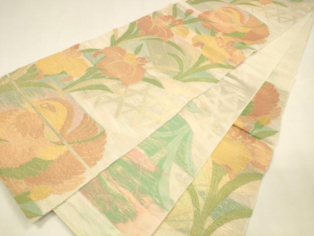 平和屋着物＊夏物 六通柄 本袋帯 鴛鴦籬杜若 金糸 正絹 逸品 DABA0066cm