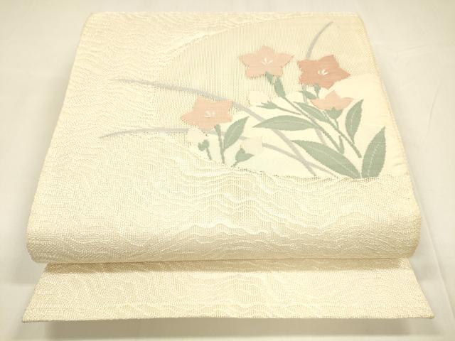 平和屋着物＊夏物 太鼓柄袋帯 草花文 正絹 逸品 DABA0068cm