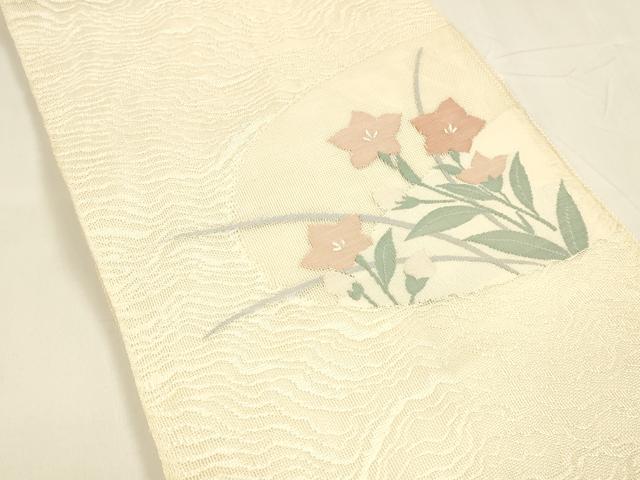 平和屋着物＊夏物 太鼓柄袋帯 草花文 正絹 逸品 DABA0068cm