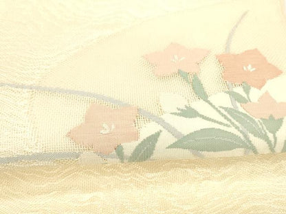 平和屋着物＊夏物 太鼓柄袋帯 草花文 正絹 逸品 DABA0068cm