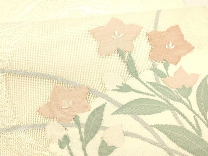 平和屋着物＊夏物 太鼓柄袋帯 草花文 正絹 逸品 DABA0068cm
