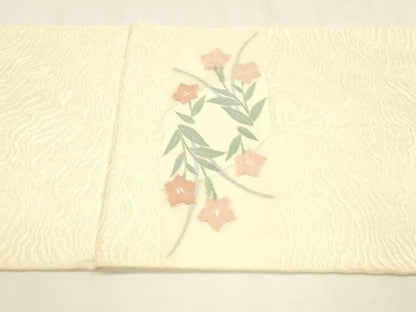 平和屋着物＊夏物 太鼓柄袋帯 草花文 正絹 逸品 DABA0068cm