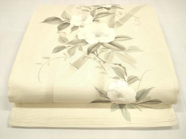 平和屋着物＊夏物 太鼓柄袋帯 作家物 手描き 刺繍 竹垣草花文 銀彩 正絹 逸品 DABA0069cm