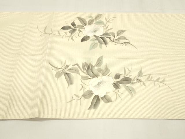 平和屋着物＊夏物 太鼓柄袋帯 作家物 手描き 刺繍 竹垣草花文 銀彩 正絹 逸品 DABA0069cm