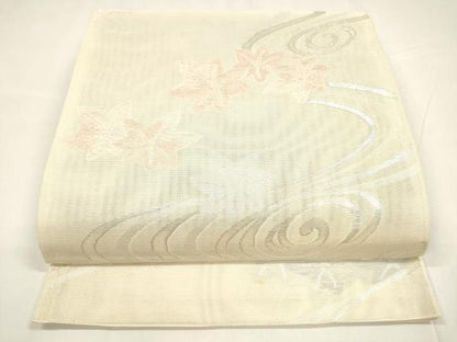 平和屋着物＊夏物 六通柄袋帯 竜田川 銀糸 正絹 逸品 DABA0071cm