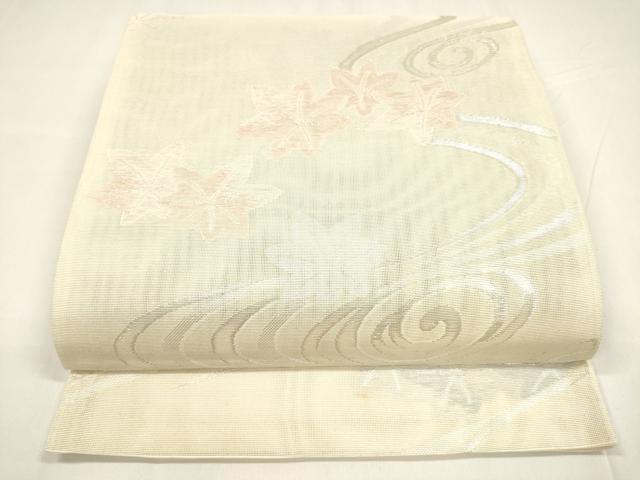 平和屋着物＊夏物 六通柄袋帯 竜田川 銀糸 正絹 逸品 DABA0071cm