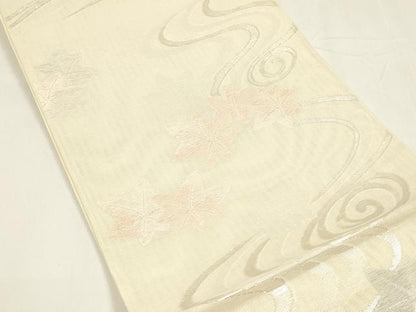 平和屋着物＊夏物 六通柄袋帯 竜田川 銀糸 正絹 逸品 DABA0071cm