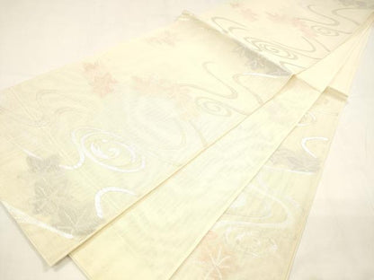 平和屋着物＊夏物 六通柄袋帯 竜田川 銀糸 正絹 逸品 DABA0071cm