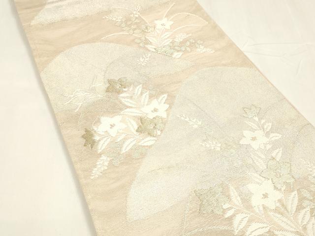 平和屋着物＊夏物 六通柄袋帯 草花文 金銀糸 正絹 逸品 DABA0073cm