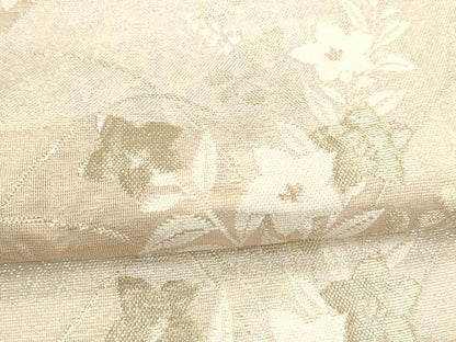 平和屋着物＊夏物 六通柄袋帯 草花文 金銀糸 正絹 逸品 DABA0073cm