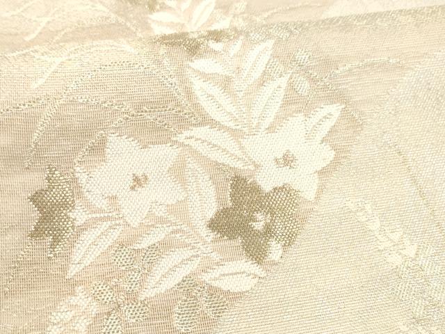 平和屋着物＊夏物 六通柄袋帯 草花文 金銀糸 正絹 逸品 DABA0073cm