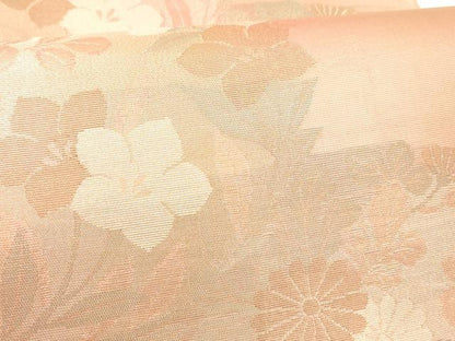 平和屋着物＊夏物　六通柄袋帯　草花文　金糸　正絹　逸品　DABA0074cm
