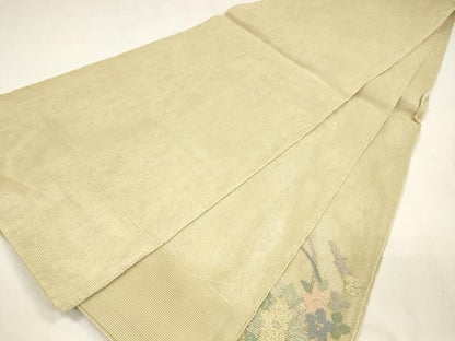 平和屋着物＊夏物 太鼓柄 本袋帯 草花文 金銀糸 正絹 逸品 DABA0075cm