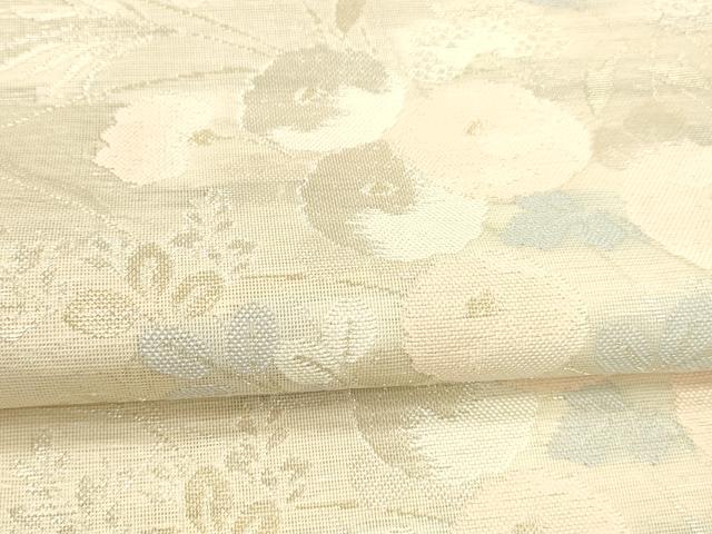 平和屋着物＊夏物 六通柄袋帯 流水草花文 金銀糸 正絹 逸品 DABA0077cm