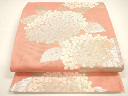 平和屋着物＊夏物 六通柄袋帯 紫陽花 金銀糸 正絹 逸品 DABA0078cm
