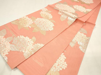 平和屋着物＊夏物 六通柄袋帯 紫陽花 金銀糸 正絹 逸品 DABA0078cm