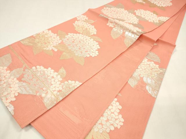 平和屋着物＊夏物 六通柄袋帯 紫陽花 金銀糸 正絹 逸品 DABA0078cm
