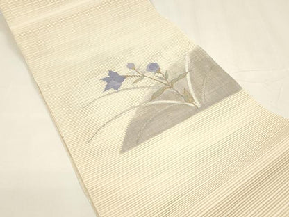 平和屋着物＊夏物 絽綴れ 八寸名古屋帯 草花文 金銀糸 正絹 逸品 DABA0079cm