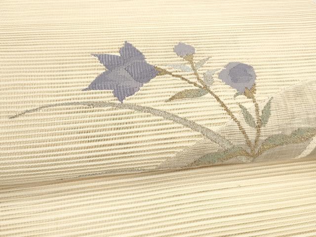 平和屋着物＊夏物 絽綴れ 八寸名古屋帯 草花文 金銀糸 正絹 逸品 DABA0079cm