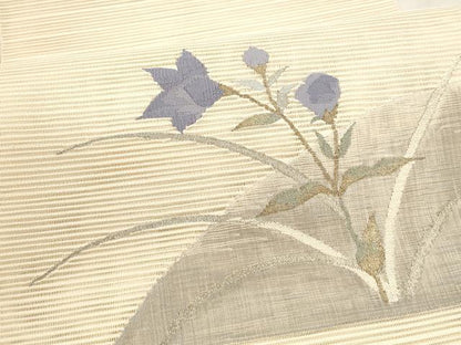 平和屋着物＊夏物 絽綴れ 八寸名古屋帯 草花文 金銀糸 正絹 逸品 DABA0079cm