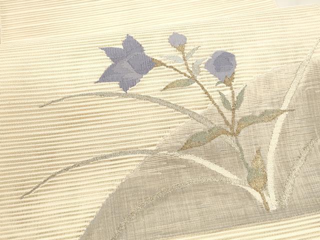 平和屋着物＊夏物 絽綴れ 八寸名古屋帯 草花文 金銀糸 正絹 逸品 DABA0079cm
