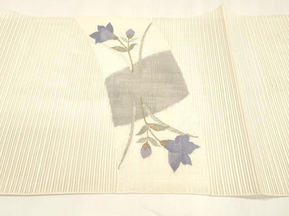 平和屋着物＊夏物 絽綴れ 八寸名古屋帯 草花文 金銀糸 正絹 逸品 DABA0079cm